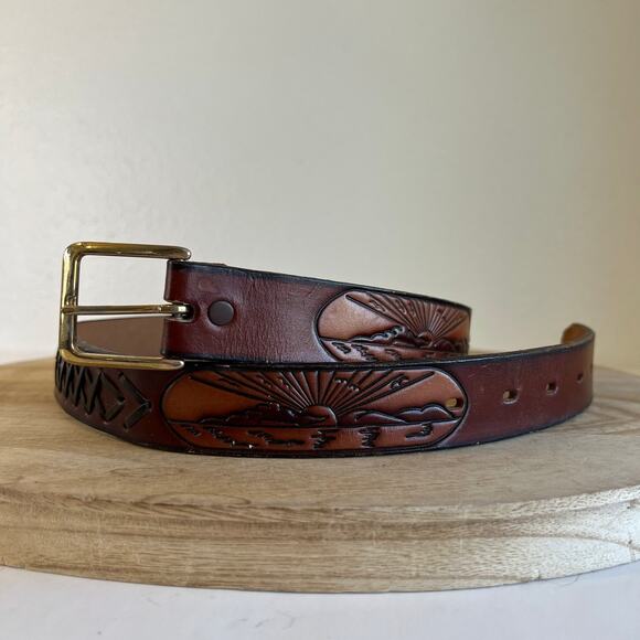 Vintage Brown Hand Crafted Genuine Cowhide Leather Nautical Belt Size XS/S - Picture 9 of 9